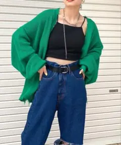 フーズフーギャラリー ワッフル編みダメージカーデ