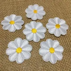 白 お花 ワッペン 6枚 アイロンワッペン 幼稚園 保育園 運動会 入園 w10