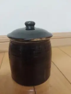 5個セット福神漬け入れ　黒色 蓋付き陶器