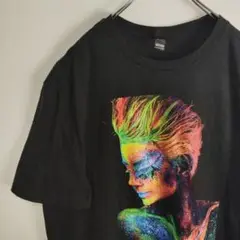 DIST RICT 半袖Tシャツ ブラック カラフル プリントTシャツ