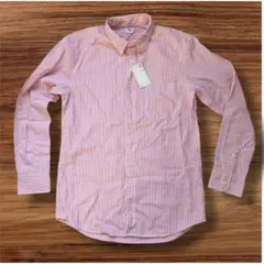 新品 UNIQLO コットンストライプシャツ レッド M タグ付き