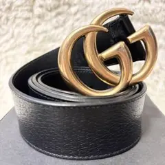 極美品✨ GUCCI ベルト マーモント レザー ブラック GG 刻印 近年