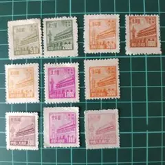 中国切手　1950（普東2）天安門　東北貼用 12種完　未使用 Yahoo!オークション -「東北貼用」の落札相場・落札価格