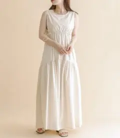 mline ノースリドロストワンピースバックオープン オフホワイト　Sサイズ