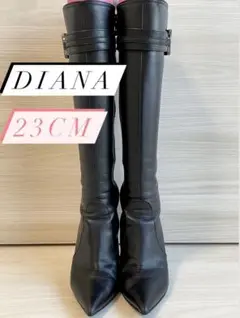 DIANA ロングブーツ　ブーツ　ポインテッドトゥ　レザーブーツ　本革