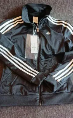 【美品】adidas ブラックジャージ ストライプ