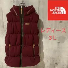 大人気!ノースフェイス ダウンベスト レッド レディースXXL