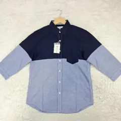 未使用タグ付き✨タケオキクチ　七分丈シャツ　ネイビー　M