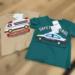 【148】救急車・警察車両デザインTシャツ2枚セット 西松屋 半袖 100cm