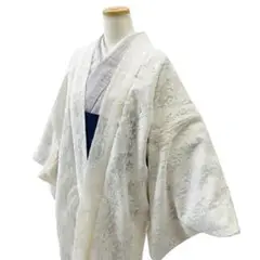 新品・未使用!小さな訳あり 総レースの長羽織 袷仕立て クリーム 単品㉗