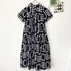 【カーロ】 総柄シャツワンピ バンドカラー ティアード ゆったり 北欧風 可愛い