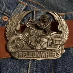 HELLONWHEELSアメリカンバイカーズバックルUSA1991チョッパー未使
