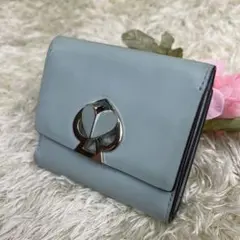 美品 ケイトスペード 折り財布 ニコラツイストロック レザー クリスタルブルー
