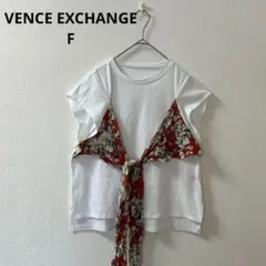 VENCE EXCHANGEヴァンスエクスチェンジ　リボン付半袖Tシャツ　綿混