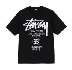 Stüssy ブラック Tシャツ 都市名プリント⭐️サイズＬ⭐️