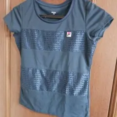 25826❤ FILA ダークブルー ストライプ Tシャツ M