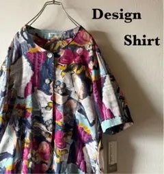 新品未使用　タグ付き　デッドストック　VINTAGE 　綿　花柄ブラウス 半袖