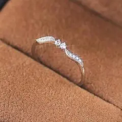 指輪 シンプル リーフ 宝石 結婚 婚約 花嫁 誕生日 記念日 ギフト
