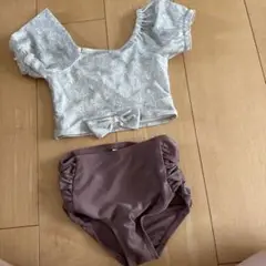 【難あり】女の子　水着 上下セット フリル付き　110cm
