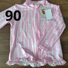 新品UVカット長袖ラッシュガード90女の子