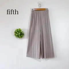 【美品】フィフス　プリーツ ワイドパンツ ウエストゴム グレー　春夏秋