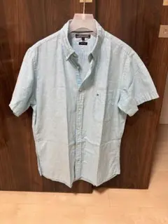 TOMMY HILFIGER Lサイズ コットンリネン素材 ライトブルー