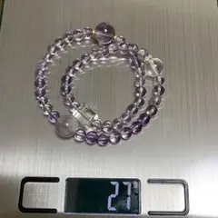 上品　アメジスト　2連ブレスレット　天然石　水晶　高品質　パープルクォーツ　希少
