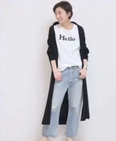 Deuxieme Classe 黒 ニットガウンコート ロングカーディガン