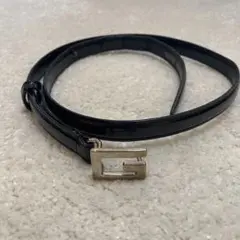 GUCCI グッチ ベルト Gマーク エナメル 黒 ブラック レザー 1046