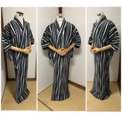 着物 きもの 衣装 いしょう 美品 よろけ縞 化繊 袷 広衿 粋 舞踊 大衆演劇