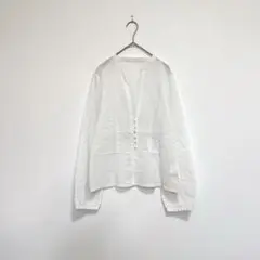 MELROSE clair♡ノーカラー シアーブラウス リップル生地 3