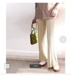 ランダムリブニットセミフレアパンツ Mサイズ パンツ