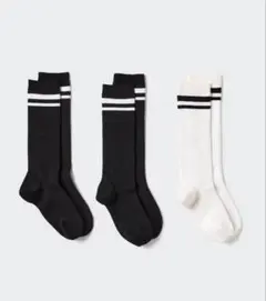 ほぼ新品ストライプデザイン キッズ靴下 3足セット