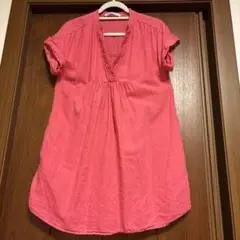ZARA ピンク Vネック 半袖チュニック S