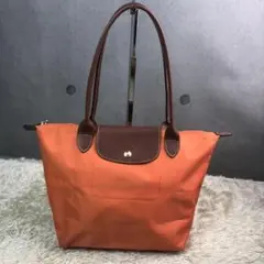 ロンシャン プリアージュ オレンジ ナイロン レザー