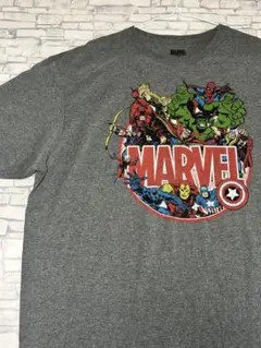 MARVEL Tシャツ　総柄　XL キャラクターグラフィック Tシャツ グレー