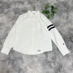 Champion チャンピオン（M）長袖 オックスフォードシャツ 無地 袖ライン