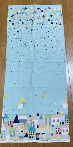 街の柄　プリント　ブルー　生地　105cm×40cm