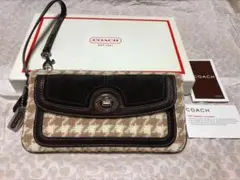 ★☆未使用 希少 COACH コーチ 千鳥柄 ポーチ ミニバッグ 秋冬★☆