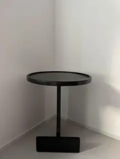 オーダー製作オーク無垢材 モダン木製サイドテーブル φ40/45cm H52cm