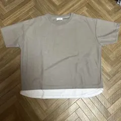 メンズ　ベージュ レイヤード Tシャツ ゆったり