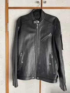 新品同様 DIESEL 羊革 レザージャケット シングルライダース 黒 L
