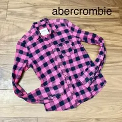 abercrombie チェック長袖シャツ　Lサイズ　ピンク