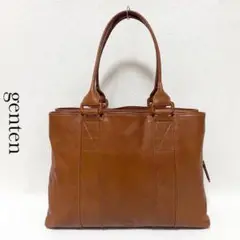 genten ゲンテン ラウンドジップ オイルレザー トートバッグ