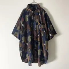 【美品】 ヴィンテージ 古着 昭和レトロ 総柄シャツ ポリエステル ビッグサイズ