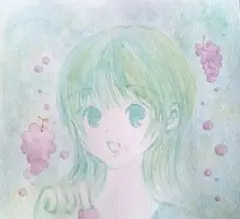 手描きイラスト　ぶどう　オリジナル