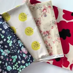 コットンプリント生地○ 4枚セット、コットンこばやしKOKKA他○ツイルなど