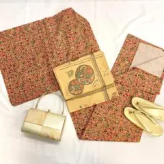 〔6206〕着物 小紋 単衣 赤茶 単品販売♪