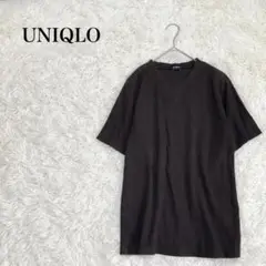 UNIQLO　ユニクロ　リブTシャツ　M　ダークブラウン　Vネック　半袖
