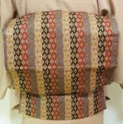 ☆ タテ縞柄・総柄『両面』正絹　美品 ☆